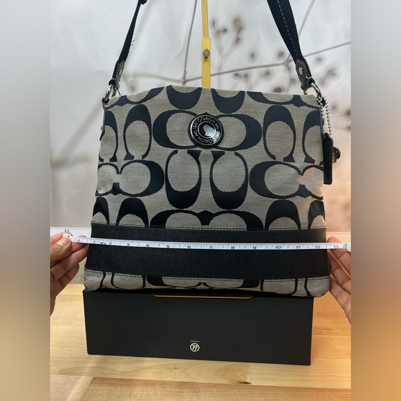 Coach  Signature Jacquard North South Crossbody or Shoulder Bag Black Canvas - Picture 6 of 16